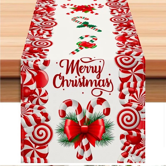 Merry Christmas Candy canes Themed 13x72 Table Runner  Dining, Kitchen holiday - Picture 1 of 4